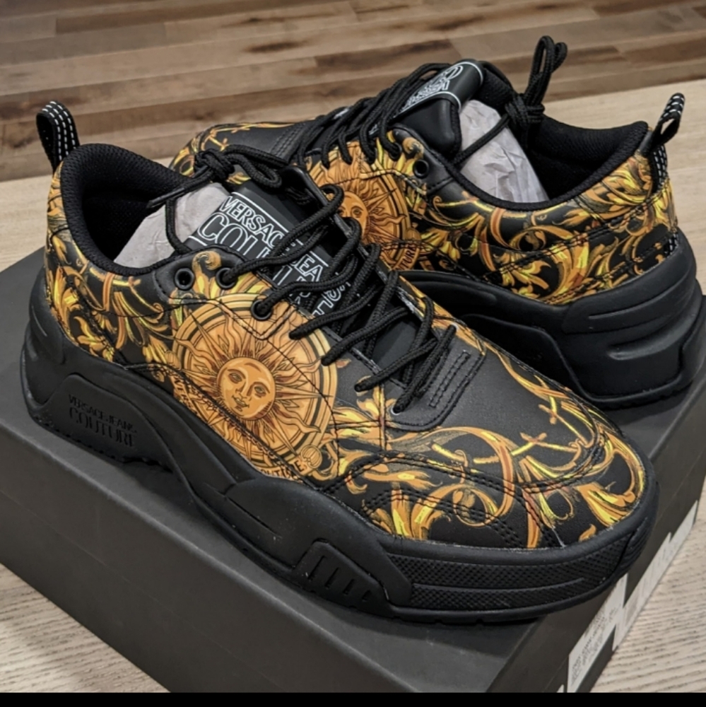 Versace Black & Gold Baroque Men’s Sneakers